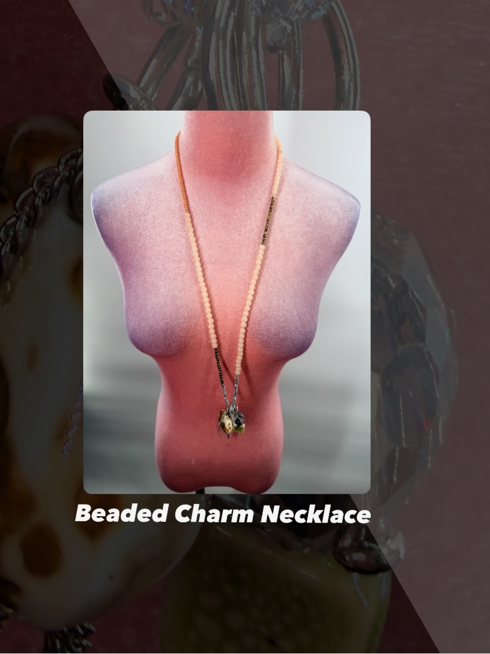 EUC Beaded Charm Necklace